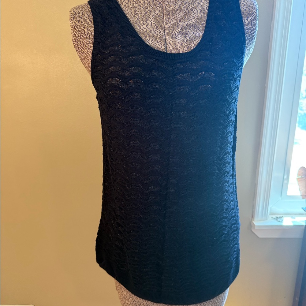 LOFT Black Crochet Knit Tank Top
